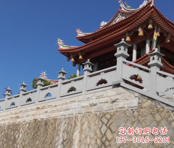 淄博园林景观大理石镂空莲花石栏板