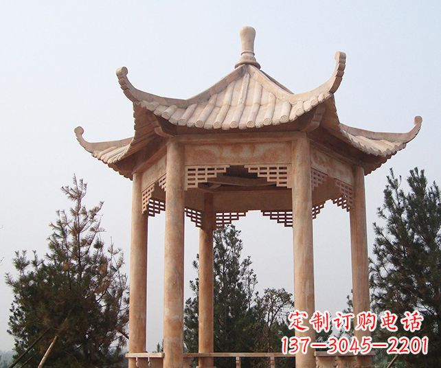 淄博园林景观单层石雕凉亭 (3)