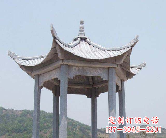 淄博园林景观单层石雕凉亭 (2)