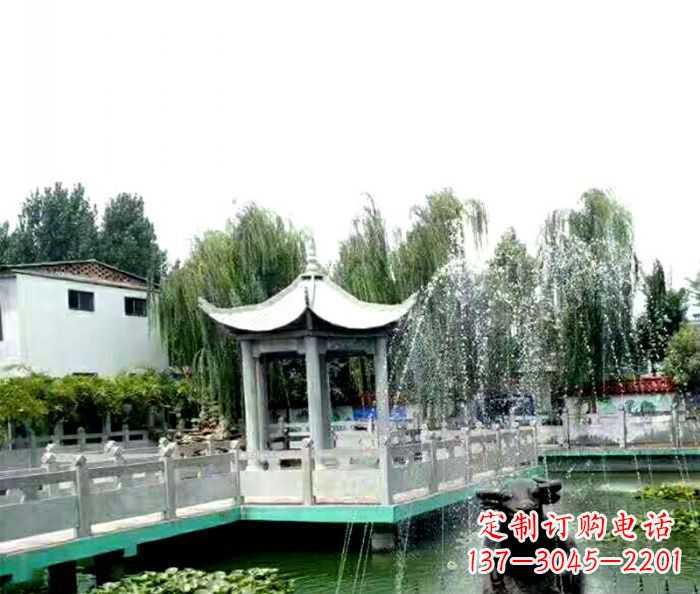 淄博园林景观单层六角石雕凉亭