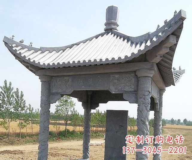 淄博园林景观单层石雕凉亭 (4)