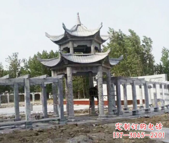 淄博园林景观多层凉亭石雕 (2)