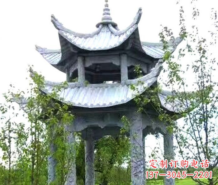 淄博园林景观仿古六角石凉亭