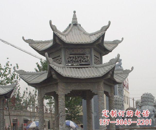 淄博园林景观仿古石雕凉亭 (2)