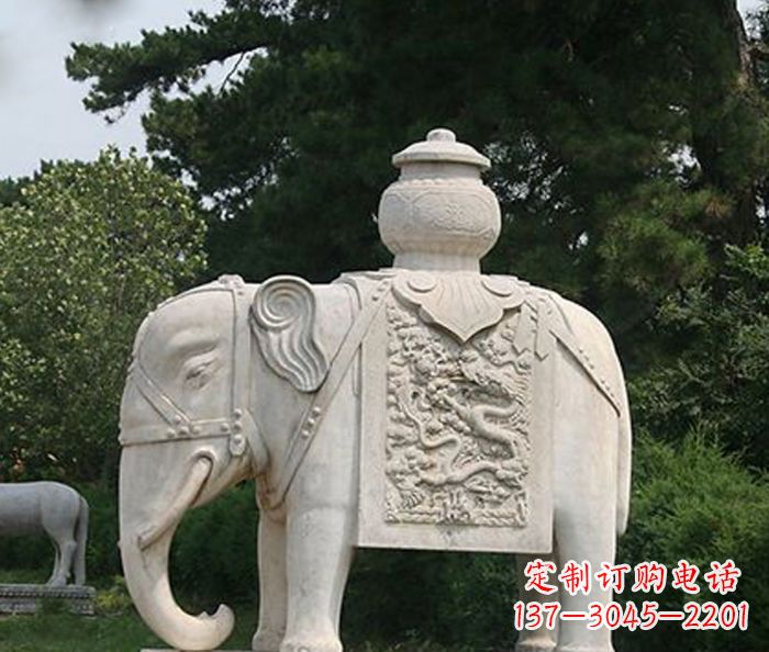 淄博园林景观驮宝大象石雕