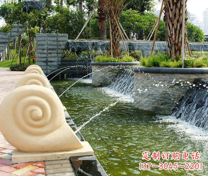 淄博园林景观蜗牛喷泉石雕