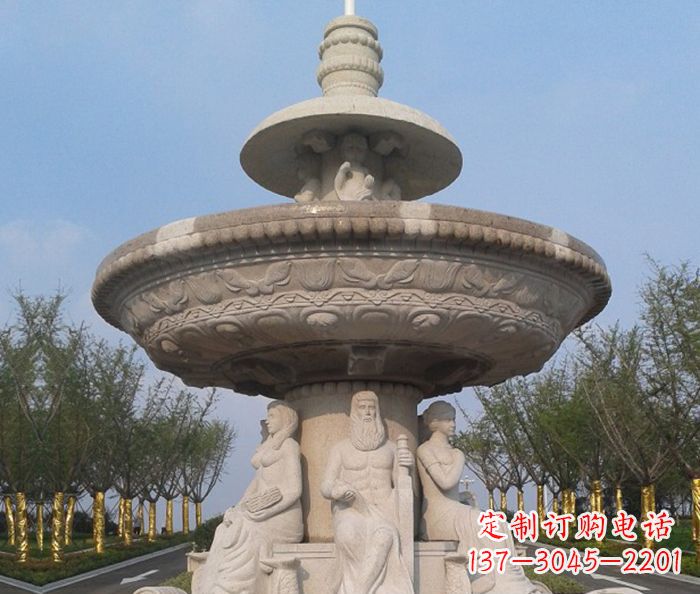 淄博园林景观西方人物喷泉石雕 (2)