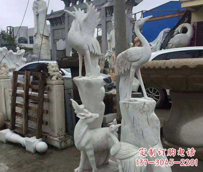 淄博园林景观仙鹤石雕