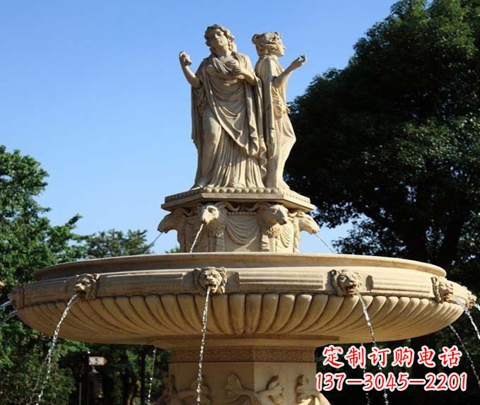 淄博园林景观西方人物喷泉石雕