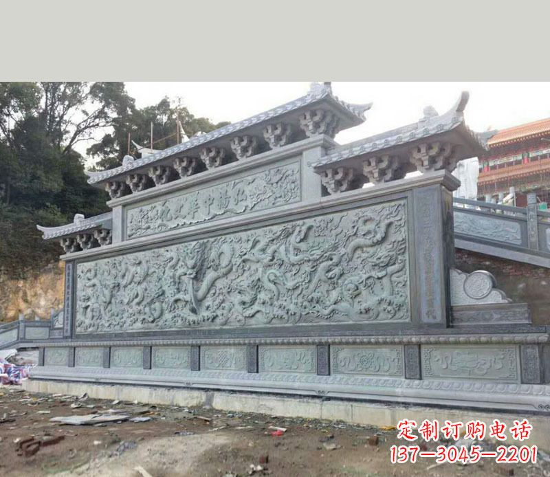 淄博园林九龙壁景观石雕 (2)