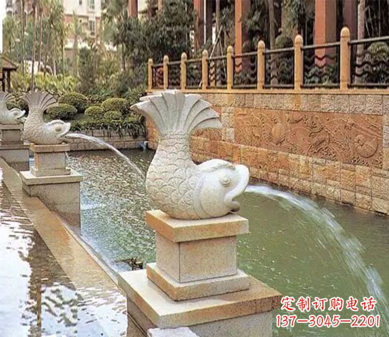 淄博园林鲤鱼喷泉景观石雕