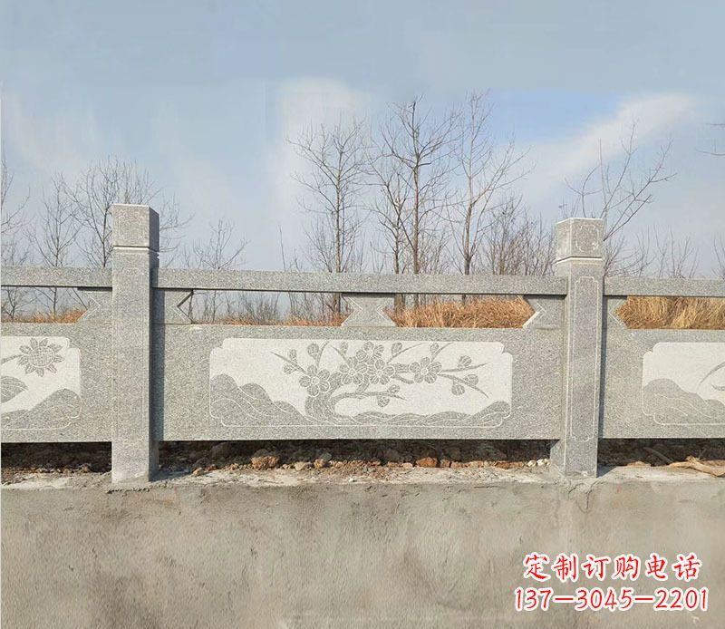 淄博园林梅花石浮雕栏板景观石雕