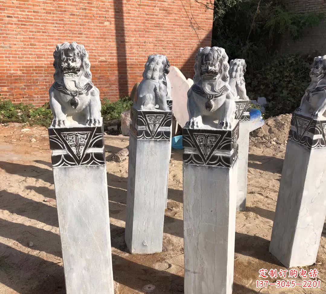 淄博园林石雕狮子拴马桩