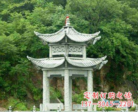 淄博园林双层六角石凉亭景观石雕