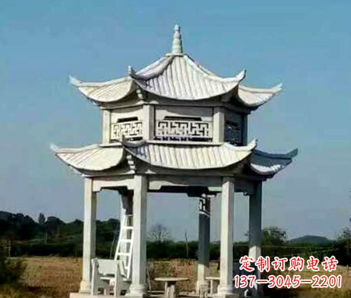 淄博园林双层石雕凉亭 (2)