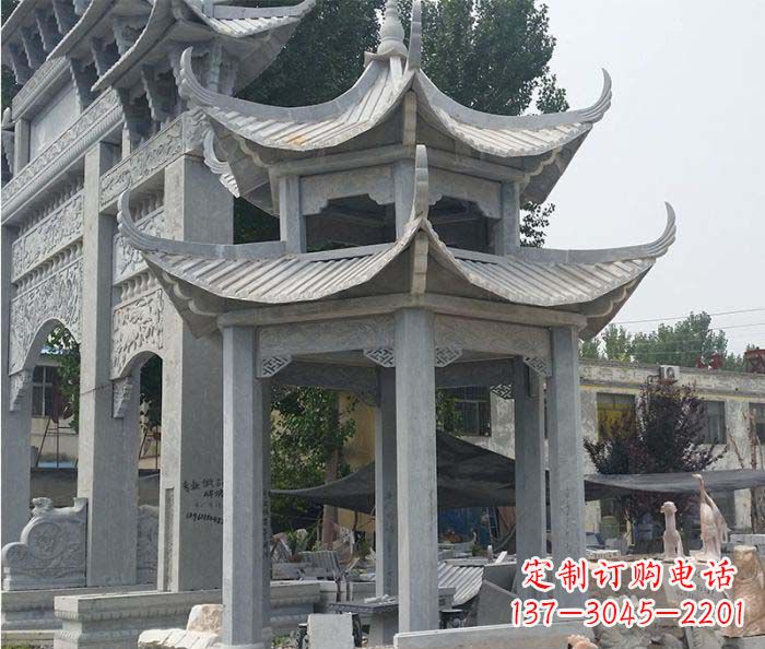 淄博园林双层石雕凉亭