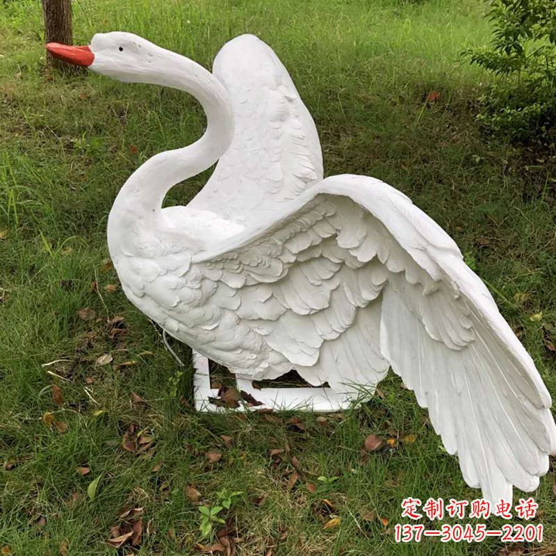 淄博展翅飞翔白天鹅仿真发光动物雕塑