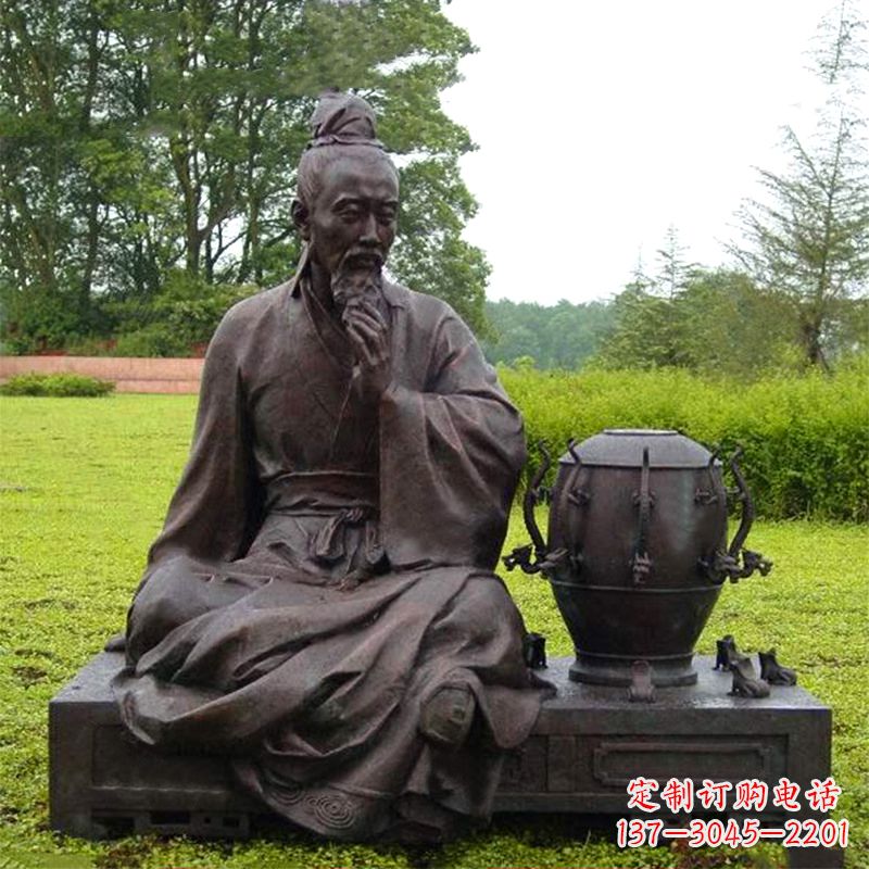 淄博张衡与地动仪铜雕景观-公园园林历史名人情景雕塑