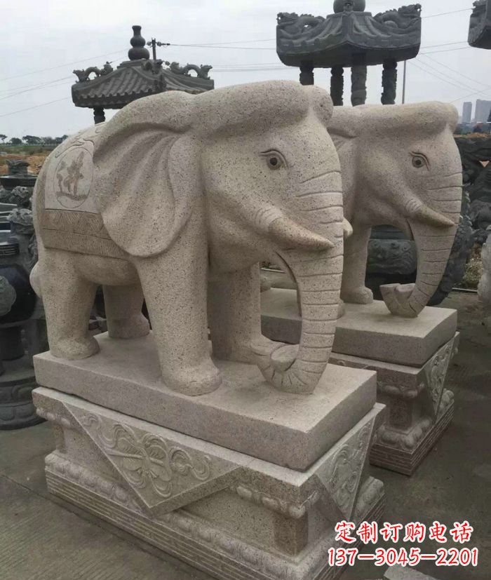 淄博招财进宝大理石大象石雕