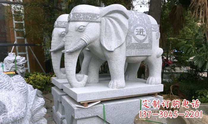 淄博招财进宝大理石门口大象雕塑