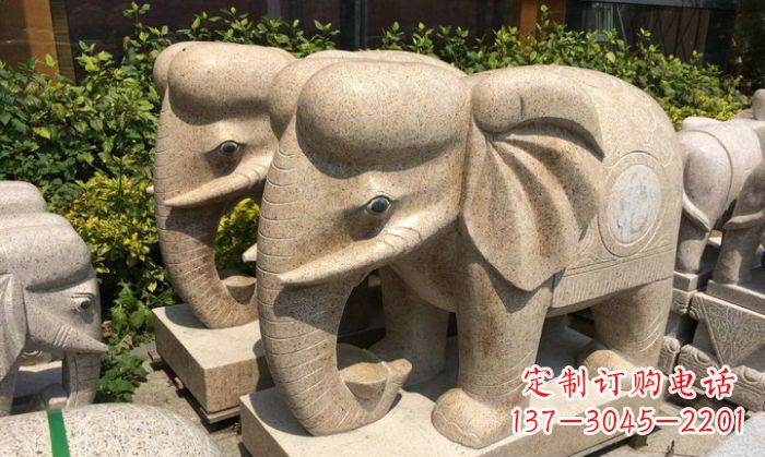 淄博招财进宝砂岩大象石雕