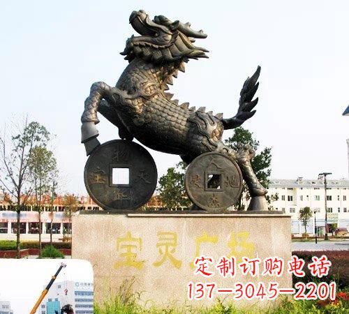 淄博招财麒麟铜雕