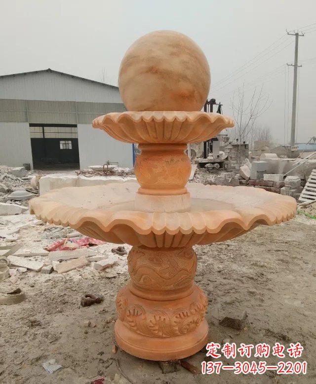淄博招财双层风水球石雕