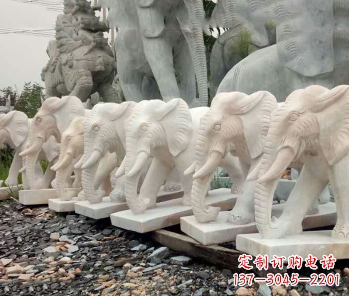 淄博招财晚霞红大象石雕 (3)