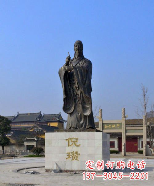 淄博中国历史名人元末明初画家诗人倪瓒铜雕塑像