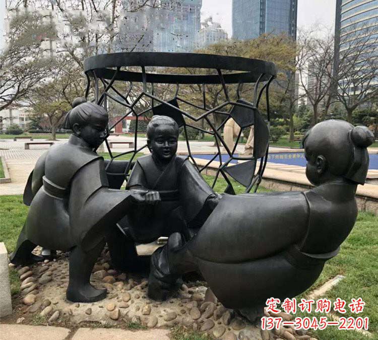 淄博铸铜公园司马光砸缸儿童雕塑