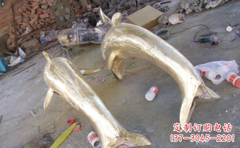 淄博铸铜海豚公园动物铜雕