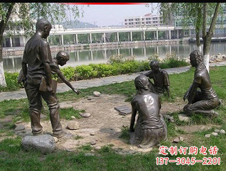 淄博铸铜老师和学生雕塑