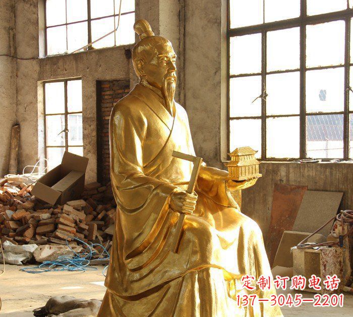 淄博铸铜鲁班古代人物铜雕