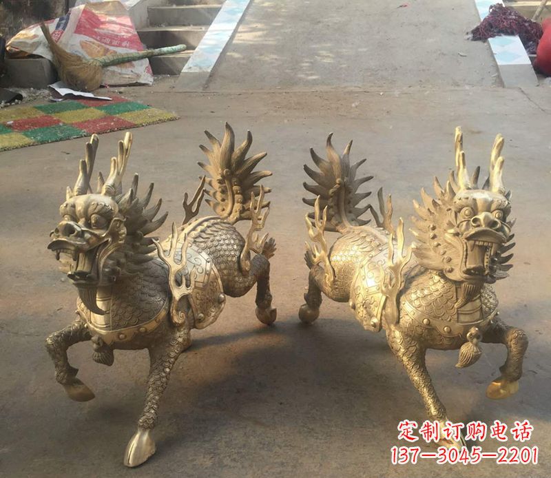 淄博铸铜麒麟雕塑 (2)