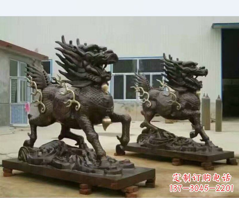 淄博铸铜企业麒麟雕塑