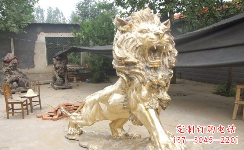 淄博铸铜狮子铜雕 (3)