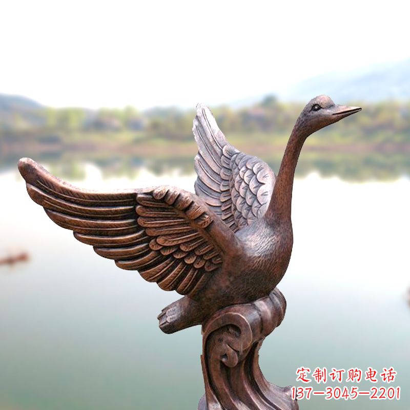 淄博铸铜天鹅景观摆件