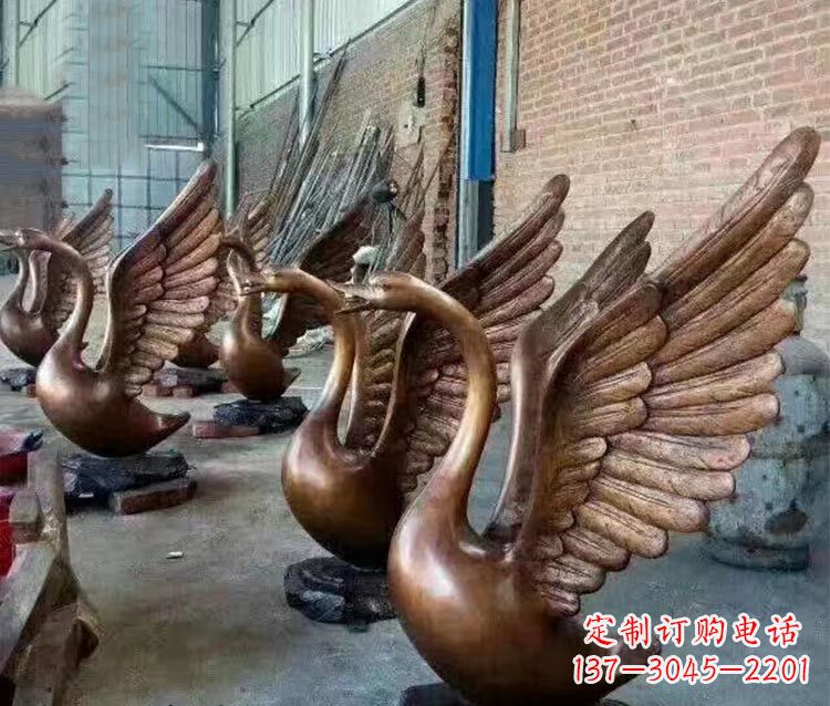 淄博铸铜天鹅喷水动物喷泉雕塑