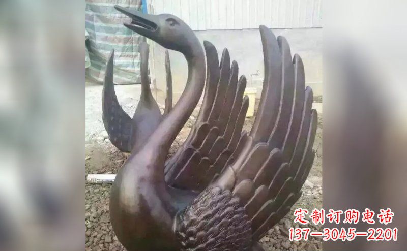 淄博铸铜天鹅铜雕