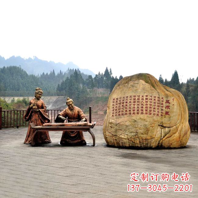 淄博卓文君与司马相如凤求凰公园景观雕塑-历史典故人物情景雕塑