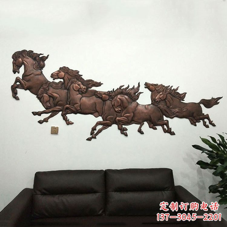 淄博紫铜马儿浮雕装饰画