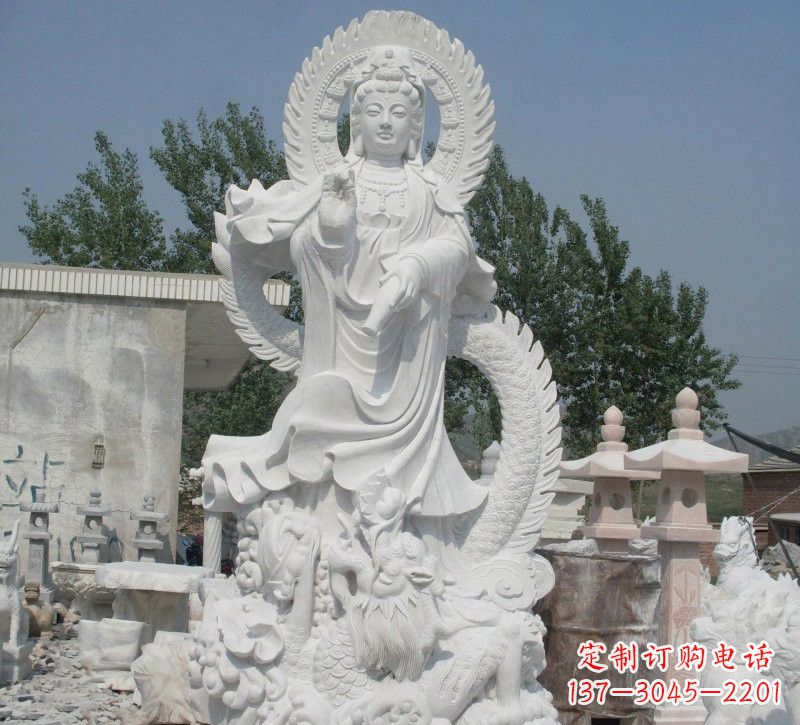 淄博宗教庙宇乘龙观音石雕
