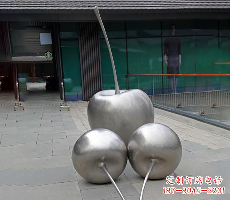 淄博实心不锈钢苹果雕塑